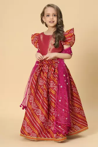 Three piece red party wear lehnga top dupatta set