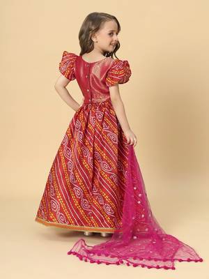 Three piece red party wear lehnga top dupatta set 4