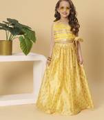 Yellow two piece party wear lehenga top set
