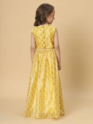 Yellow two piece party wear lehenga top set 4