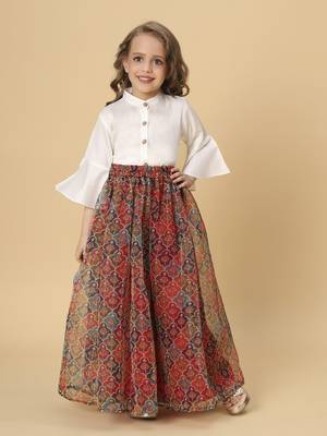 Maroon and white two piece party wear lehenga top set 2