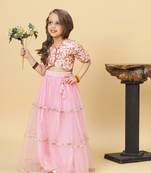 Pink two piece party wear lehenga choli set