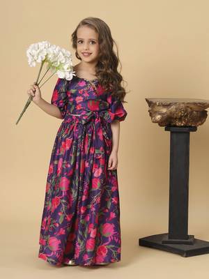 Purple two piece party wear lehenga top set 1