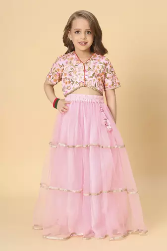 Pink two piece party wear lehenga choli set