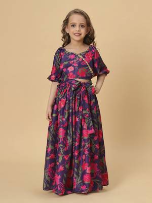 Purple two piece party wear lehenga top set 2