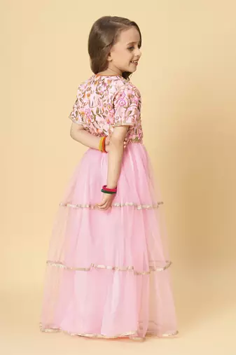 Pink two piece party wear lehenga choli set