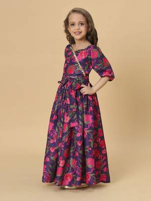 Purple two piece party wear lehenga top set 3