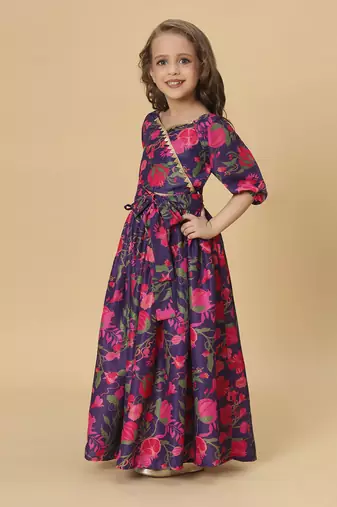 Purple two piece party wear lehenga top set