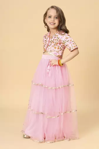 Pink two piece party wear lehenga choli set