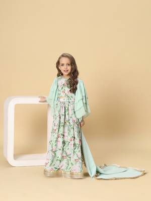 Blue three piece party wear lehanga top set 2