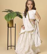 Three piece off-white party wear lehanga top set