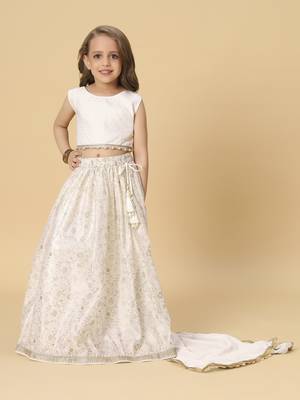 Three piece off-white party wear lehanga top set 2