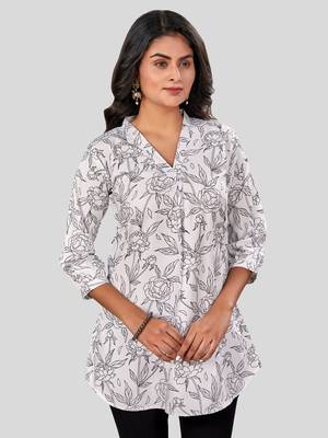 crepe printed short kurti 1