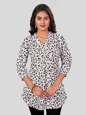  crepe printed short kurti 1