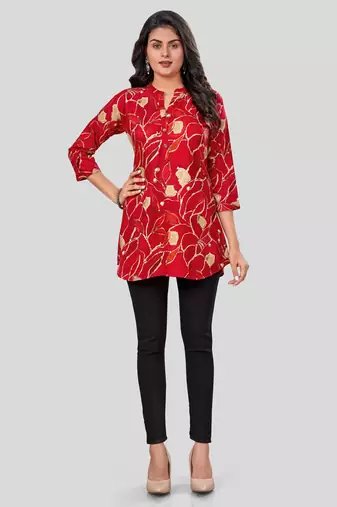  rayon printed short kurti