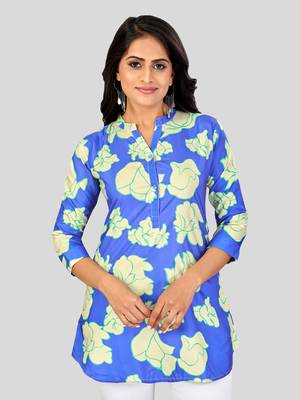  crepe printed short kurti 1