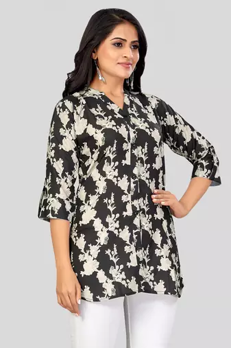  crepe printed short kurti