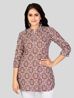  crepe printed short kurti 1