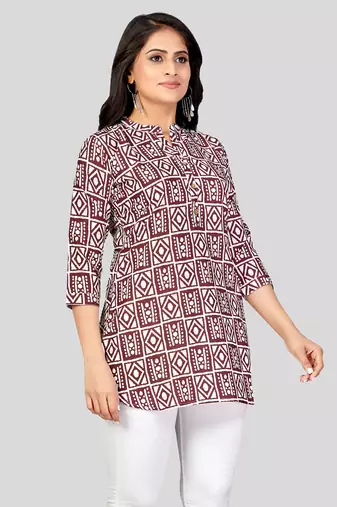  crepe printed short kurti