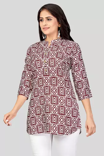  crepe printed short kurti