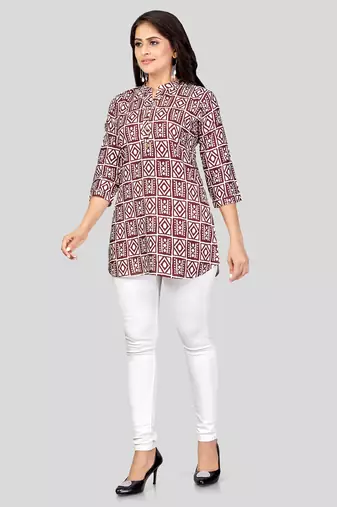  crepe printed short kurti