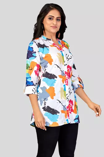  crepe printed short kurti