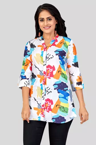  crepe printed short kurti