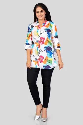  crepe printed short kurti