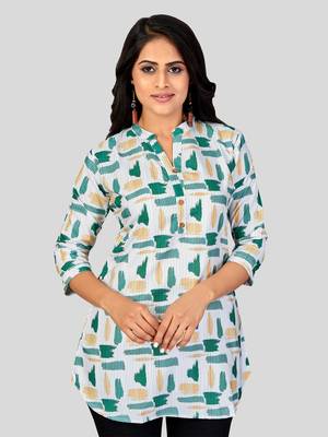  crepe printed short kurti 1