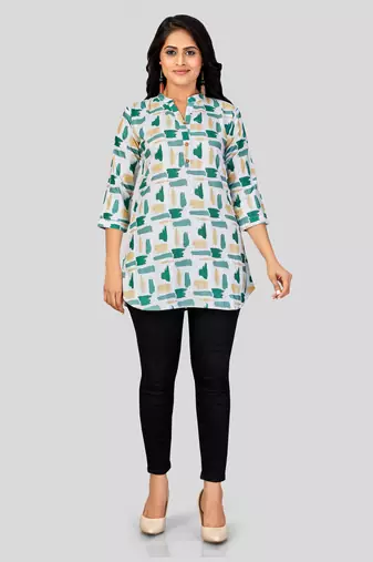 crepe printed short kurti