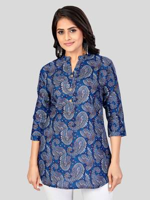  cotton blend printed short kurti 1