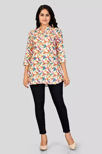  cotton blend printed short kurti