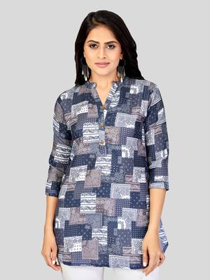  cotton blend printed short kurti 1