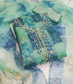 Manvaa women's sea green sequence heavy organza dressaterial