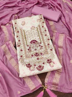 Manvaa women's off white woven heavyodal chanderi dressaterial 3