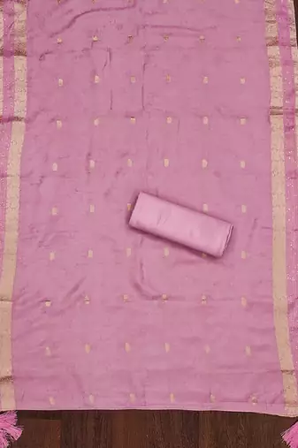 Manvaa women's off white woven heavyodal chanderi dressaterial