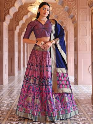 Light Purple Faux Kanjivaram silk blend Weaving Lehenga Choli 2
