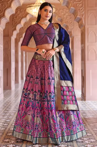 Light Purple Faux Kanjivaram silk blend Weaving Lehenga Choli