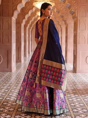 Light Purple Faux Kanjivaram silk blend Weaving Lehenga Choli 3