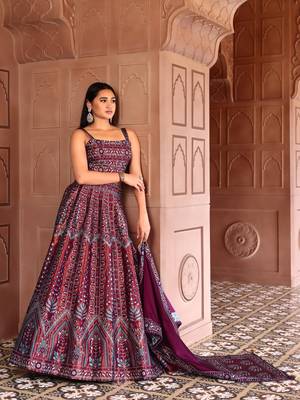 Maroon Faux Kanjivaram silk blend Weaving Lehenga Choli 2