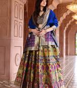 Olive Faux Kanjivaram Silk Weaving Lehenga Choli