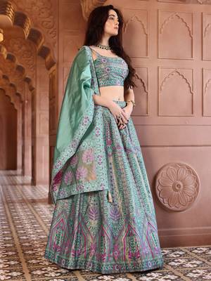 Mint Green silk blend Lehenga Choli with Embroidery work 2