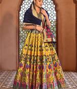 Yellow Faux Kanjivaram Silk Weaving Lehenga Choli