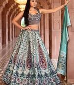 Sea Green Faux Kanjivaram Silk Weaving Lehenga Choli