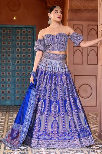 Royal Blue Faux Kanjivaram Silk Weaving Lehenga Choli