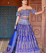 Royal Blue Faux Kanjivaram Silk Weaving Lehenga Choli