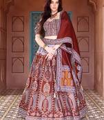 Maroon Faux Kanjivaram Silk Weaving Lehenga Choli