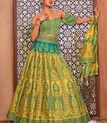 lime Yellow Faux Kanjivaram Silk Weaving Lehenga Choli