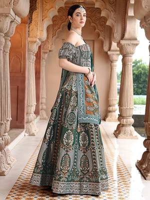 Green Faux Kanjivaram silk blend Weaving Lehenga Choli 2