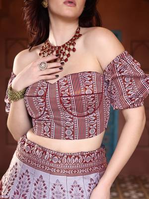 Maroon Faux Kanjivaram silk blend Weaving Lehenga Choli 4